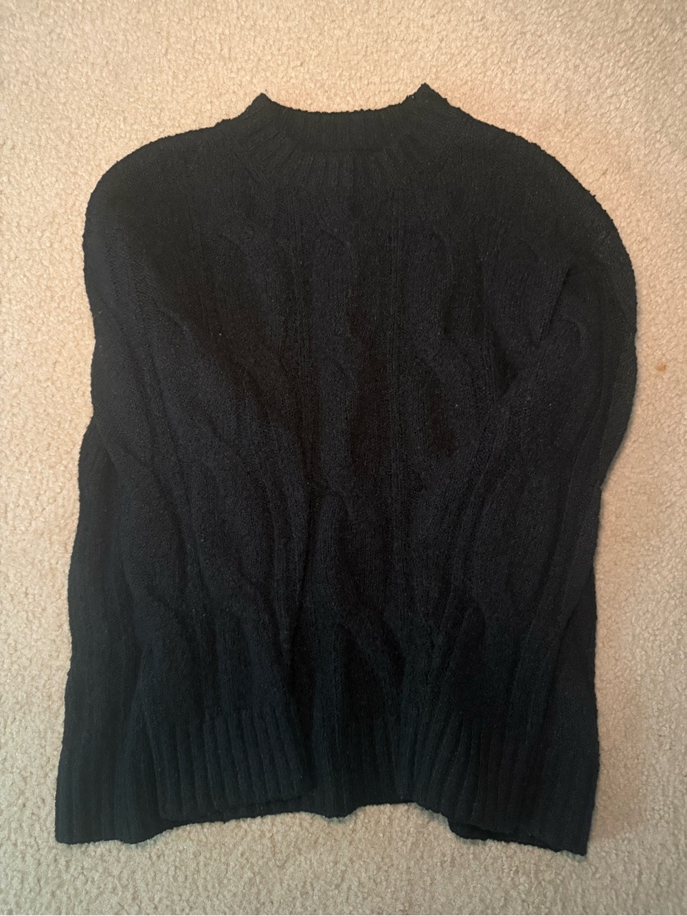 American Eagle Outfitters Black Cable-Knit Crewneck Sweater